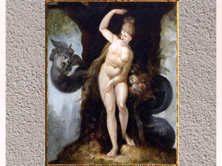 D’après Le serpent tentant Ève, de Johann Heinrich Füssli, huile sur toile, Le Paradis perdu de John Milton,1802, début XIXe siècle. (Marsailly/Blogostelle)