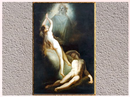 D’après La Création d'Ève, de Johann Heinrich Füssli, 1791-1793, huile sur toile, Le Paradis perdu de John Milton, fin XVIIIe siècle. (Marsailly/Blogostelle)