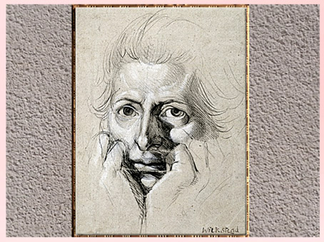 D'après un Autoportrait, de Johann Heinrich Füssli, dessin, craie noire et blanche, vers 1780, fin XVIIIe siècle. (Marsailly/Blogostelle)