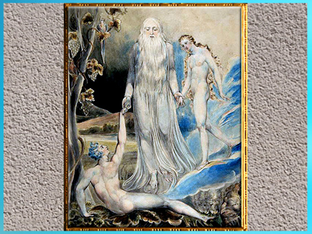 D’après L’Ange amenant Eve à Adam, de William Blake, 1803, plume, encre, aquarelle, début XIXe siècle. (Marsailly/Blogostelle)
