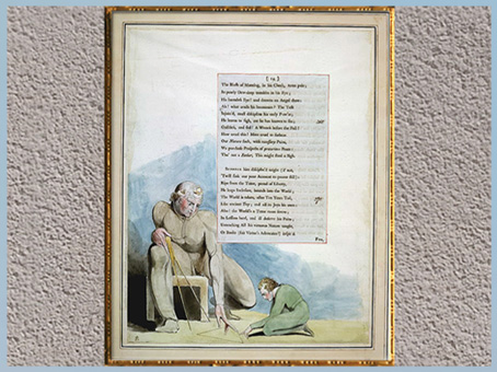 D'après Night VIII, La Géométrie, de William Blake, 1795-1797, Edward Young, plume, encre, lavis, aquarelle, fin XVIIIe siècle. (Marsailly/Blogostelle