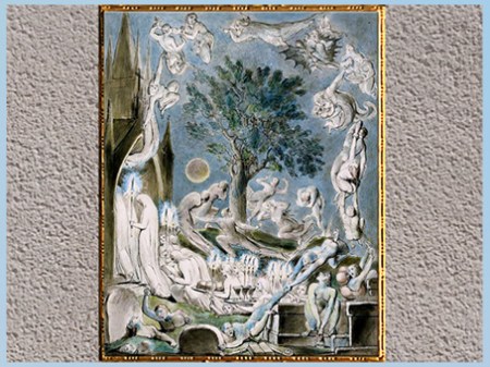 D'après The Jugement, de William Blake, 1805, plume, encre, aquarelle, The Grave, Robert Blair, début XIXe siècle. (Marsailly/Blogostelle)