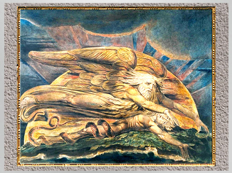 D’après La Création d’Adam, de William Blake, 1795-1805, La Genèse, plume, encre, aquarelle, fin XVIIIe siècle. (Marsailly/Blogostelle)