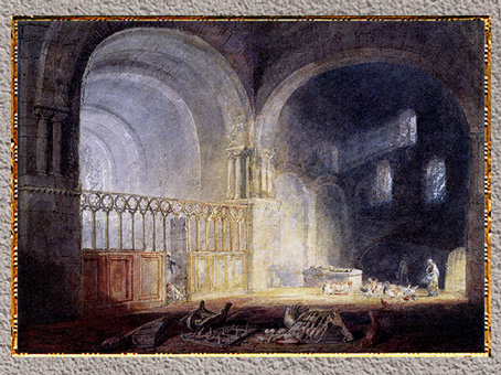 D'après le prieuré d'Ewenny, Glamorganshire, William Turner, 1797, aquarelle, fin XVIIIe siècle. (Marsailly/Blogostelle)