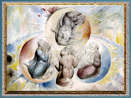 D'après des saints, Dante et Béatrice, de William Blake, 1824-1827, Divine Comédie, plume, encre, aquarelle, début XIXe siècle.  (Marsailly/Blogostelle)