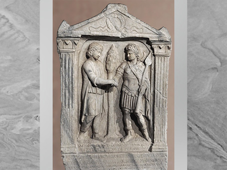 D’après un autel dédié à Yarhibôl, dieu-Soleil, et à Aglibôl, dieu-Lune, 235-236 apjc, marbre, IIIe siècle, antique Palmyre, Syrie. (Marsailly/Blogostelle) 