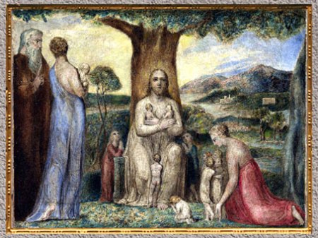 D’après Christ Blessing the Little Children, de William Blake, 1799, tempera sur toile, fin XVIIIe siècle. (Marsailly/Blogostelle) 