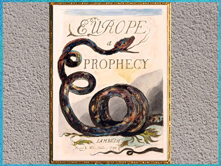 D'après Europe a Prophecy, titre, de William Blake, 1794, gravure, encre, aquarelle, fin XVIIIe siècle. (Marsailly/Blogostelle)