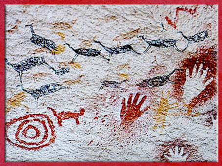 D’après des motifs circulaires, art rupestre préhistorique, solutréen-magdalénien, Altamira, Espagne, paléolithique supérieur. (Marsailly/Blogostelle)