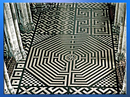 D'après le labyrinthe de la cathédrale d'Amiens, 1270 apjc, XIIIe siècle, France, style Gothique, art médiéval. (Marsailly/Blogostelle)