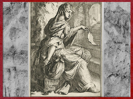 D'après la sybille de Cumes dans son antre, de Romeyn de Hooghe, eau-forte, XVIe siècle, Pays-Bas. (Marsailly/Blogostelle)