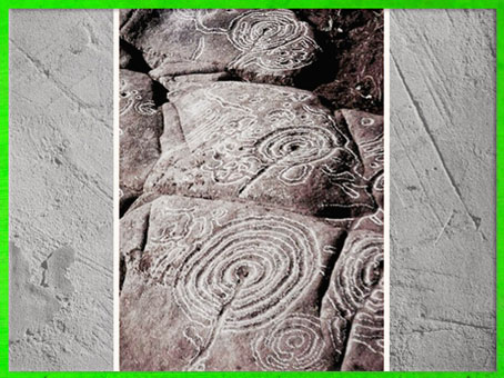 D'après une série de labyrinthes, gravures rupestres, Espagne, vers 1800 - 750 avjc, âge du Bronze. (Marsailly/Blogostelle)