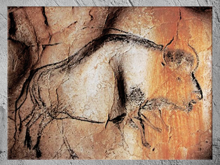 D'après un bison, grotte Chauvet, vers 36 000 ans avjc, Pont d'Arc, Ardèche, Aurignacien, paléolithique supérieur. (Marsailly/Blogostelle)