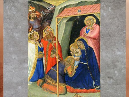 D’après L'Adoration des Mages, de Pietro Lorenzetti, Sienne entre 1306 et 1345, XIVe siècle, Trecento italien. (Marsailly/Blogostelle) 