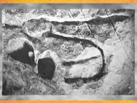 D'après une gravure, deux sexes enlacés, abris de Castanet, France, paléolithique supérieur. (Marsailly/Blogostelle)