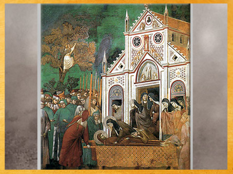 D’après Claire pleurant François, Giotto Di Bondone, vers 1279-1300 apjc, fresque, église supérieure de San Francesco d'Assise, Ombrie, Trecento italien. (Marsailly/Blogostelle)