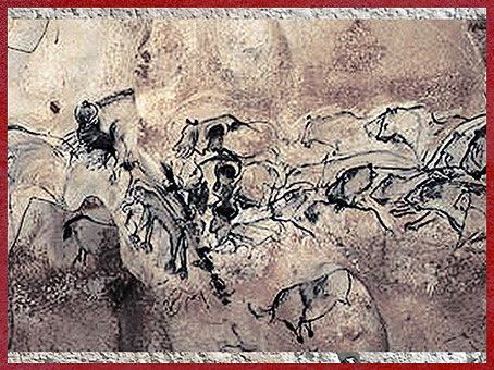 D'après des fauves, grotte Chauvet, art aurignacien, vers 36 000 ans avjc, Ardèche, France, début paléolithique supérieur. (Marsailly/Blogostelle)