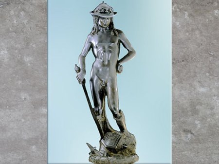 D’après le David de Donatello, statue en bronze, vers 1440, époque de Cosme de Médicis, XVe siècle, Florence, Quattrocento, Renaissance italienne. (Marsailly/Blogostelle)