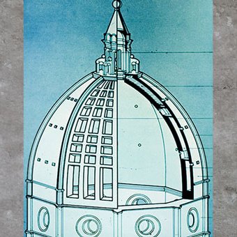 D’après la coupole de Filippo Brunelleschi, schéma, Santa Maria del Fiore, 1421-1436, Florence, XVe siècle, Quattrocento, Renaissance italienne. (Marsailly/Blogostelle)