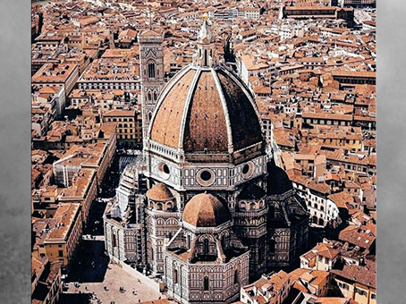 D’après la cathédrale Santa Maria del Fiore, coupole de Brunelleschi, Florence, XVe siècle, Quattrocento, Renaissance italienne. (Marsailly/Blogostelle)