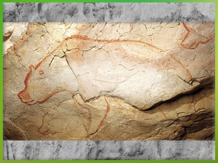 D'après un ours, peinture, grotte Chauvet, vers 36 000 ans avjc, Pont d'Arc, Ardèche, Aurignacien, paléolithique supérieur. (Marsailly/Blogostelle)