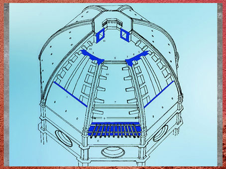 D'après la coupole à double coque de Filippo Brunelleschi, coupe, Santa Maria del Fiore, Florence, XVe siècle, Quattrocento, Renaissance italienne. (Marsailly/Blogostelle)
