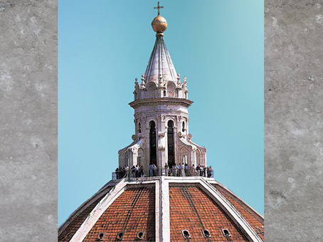 D’après le lanternon du dôme, réalisé par Michelozzo, Santa Maria del Fiore, Florence, XVe siècle, Quattrocento, Renaissance italienne. (Marsailly/Blogostelle)
