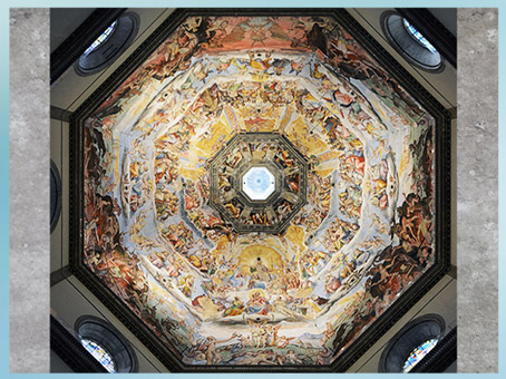 D’après la fresque du Jugement Dernier, coupole de Santa Maria del Fiore, de Giorgio Vasari, 1572-1574, puis Federico Zuccari, 1574- 1579, Florence, XVIe siècle, Cinquecento, Renaissance italienne. (Marsailly/Blogostelle)