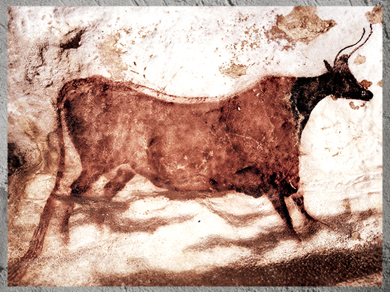 D'après une vache, peinture rouge, grotte de Lascaux, Dordogne, France, Magdalénien, paléolithique supérieur. (Marsailly/Blogostelle)