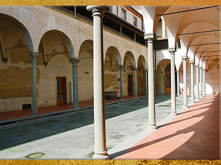 D’après l'Hôpital des Innocents, cour des femmes, Filippo Brunelleschi,1419-1428, Florence, XVe siècle, Quattrocento, Renaissance italienne. (Marsailly/Blogostelle)