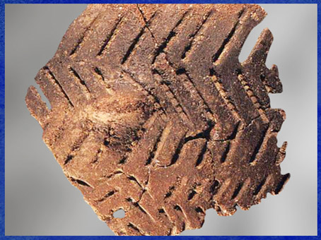 D'après un tesson de poterie, décor réalisé au peigne, céramique cardiale, néolithique. (Marsailly/Blogostelle)