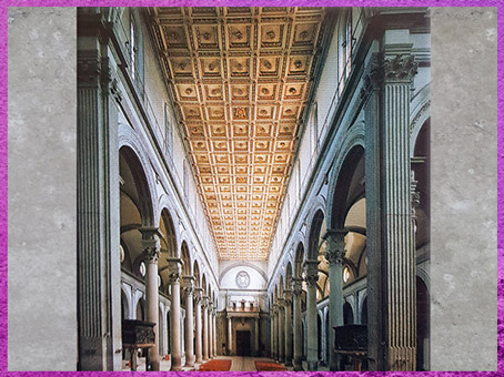 D’après l’église San Lorenzo, reconstruction de Filippo Brunelleschi, 1419, Florence, XVe siècle, Quattrocento, Renaissance italienne. (Marsailly/Blogostelle)