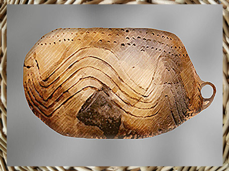 D'après une poterie, terre cuite à décor rubané incisé, style danubien, néolithique. (Marsailly/Blogostelle)