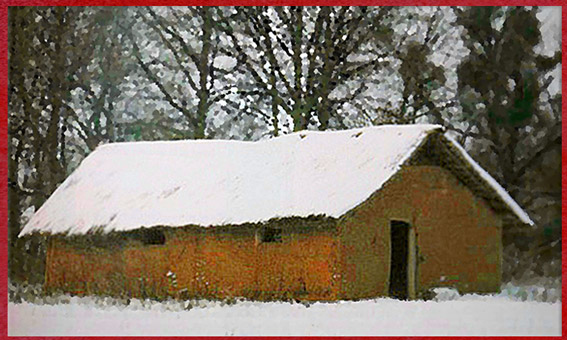 D'après une reconstitution, grande maison danubienne, torchis et poteaux en bois, néolithique. (Marsailly/Blogostelle)