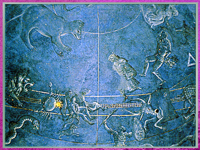 D’après la voûte astronomique, attribuée à Giuliano Pesello, coupole de la Vieille sacristie, San Lorenzo, chapelle Médicis, XVe siècle, Florence, Quattrocento, Renaissance italienne. (Marsailly/Blogostelle)