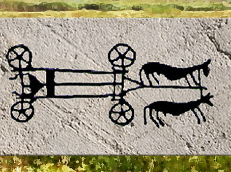 D'après un motif de poterie, attelage de bovidés, néolithique. (Marsailly/Blogostelle)