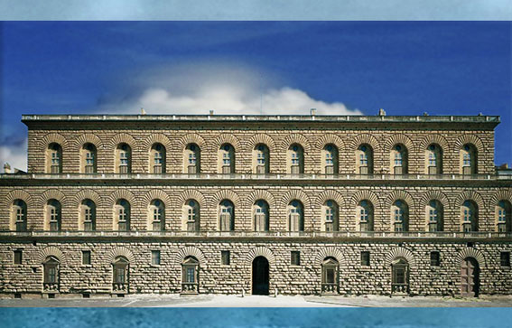 D'après le palazzo Pitti, plans de Brunelleschi, construction Luca Fancelli, Florence, XVe siècle, Quattrocento, Renaissance italienne. (Marsailly/Blogostelle)