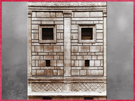 D’après le palais Rucellai, plans de Léon Battista Alberti, 1446, opus vermiculatum, construction Bernardo Rossellino, 1446 -1451, Florence, Quattrocento, Renaissance italienne. (Marsailly/Blogostelle) 