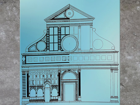 D’après l’église Santa Maria Novella, coupe, Leon Battista Alberti, 1458-1470, Florence, XVe siècle, Quattrocento, Renaissance italienne. (Marsailly/Blogostelle)