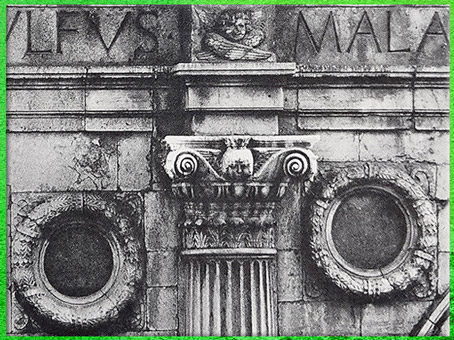 D'après l’église Saint François de Rimini, architecte Alberti, maître d’œuvre Matteo de'Pasti, temple des Malatesta, pilastre, 1450, XVe siècle, Quattrocento, Renaissance italienne. (Marsailly/Blogostelle) 