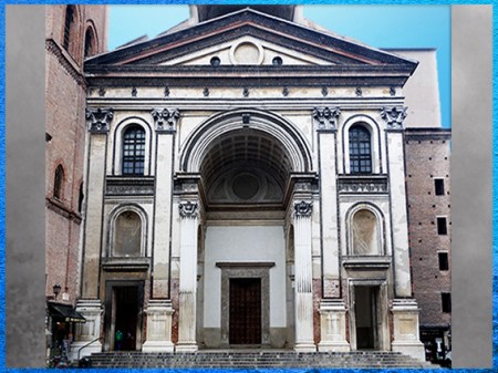 D’après l'église Sant'andrea, façade, architecte Leon Battista Alberti, 1472-1490, Mantoue, XVe siècle, Quattrocento, Renaissance italienne. (Marsailly/Blogostelle)