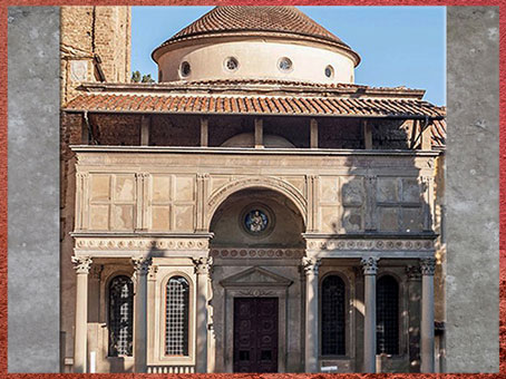D’après la chapelle des Pazzi, Santa Croce, Filippo Brunelleschi, Florence, XVe siècle, Quattrocento, Renaissance italienne. (Marsailly/Blogostelle) 