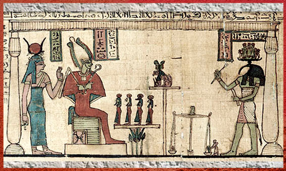 D’après la déesse Isis, Osiris et Thot, Premier Livre des Respirations d'Ousirour, IIe-IIIe siècle avjc, époque Ptolémaïque, Égypte ancienne. (Marsailly/Blogostelle) 
