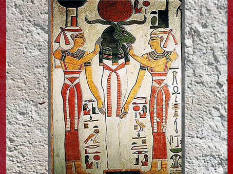 D’après Atoum-Rê en Osiris, Nephtys et la déesse Isis, tombe de Nefertari, épouse Ramsès II, XIXe dynastie, Vallée des rois, Nouvel Empire, Égypte ancienne. (Marsailly/Blogostelle)