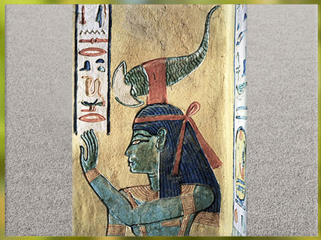 D’après la déesse scorpion Selket, peinture, tombe de Khâemouaset, fils de Ramsès III, vallée des reines, XXe dynastie, Thèbes, Nouvel Empire, Égypte ancienne. (Marsailly/Blogostelle)