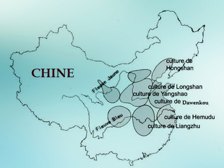 D'après une carte des principaux sites néolithiques, Chine ancienne (source cnrs). (Marsailly/Blogostelle)