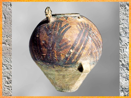 D'après une jarre, tête humaine en relief, céramique peinte, culture de Majiayao-Machang, 2400-2000 avjc, province de Qinghai, néolithique, Chine ancienne. (Marsailly/Blogostelle) 