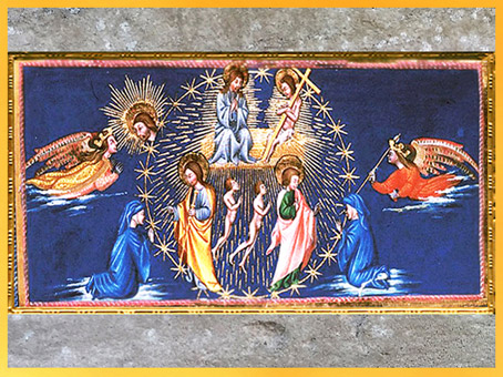 D'après le Paradis, le Christ, de Giovanni di Paolo, 1450, Divine Comédie, Toscane, XVe siècle, Renaissance. (Marsailly/Blogostelle)