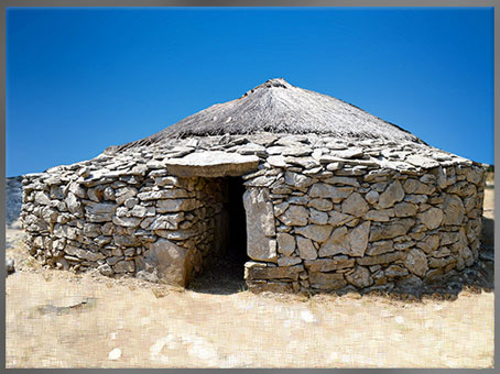 D'après une maison de Cambous, Hérault, culture de Fontbouisse, IIIe millénaire avjc, chalcolithique, âge du cuivre. (Marsailly/Blogostelle)