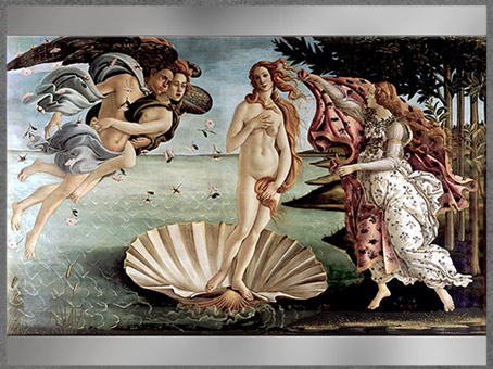 D’après La Naissance de Vénus, rectangle d'or, de Sandro Botticelli, 1484, Florence, XVe siècle, Renaissance italienne. (Marsailly/Blogostelle)